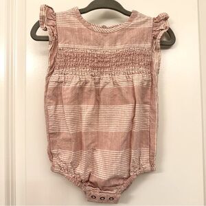 Pehr 100% Organic Cotton Pink Striped Baby Romper